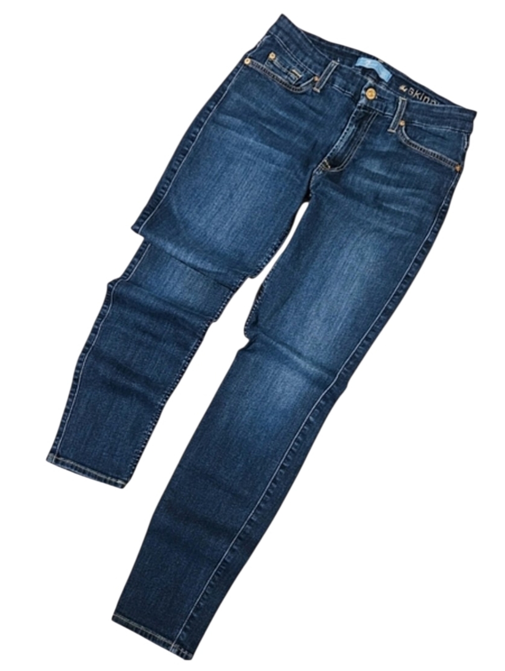7 For All Mankind Mid Rise Dark Wash Stretchy Blair Skinny Denim Jeans Size 28